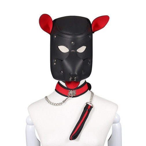 MT - Face Mask w Leash - Red/Black photo