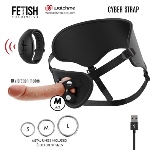 Fetish Submissive - Cyber Strap Harness w Dildo & Watchme M photo