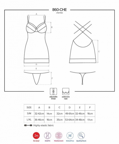 Obsessive - 860-CHE-1 襯裙和丁字褲 - 黑色 - L/XL 照片