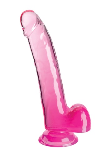 King Cock - 9" Clear Cock w Balls - Pink photo