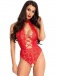 Leg Avenue - High Neck Floral Backless Teddy - Red - L photo