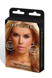 Ann Devine - Slut Rhinestone Doorknocker Earrings 2in photo