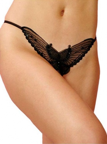 Leg Avenue - Butterfly Crotchless Thong - Black photo
