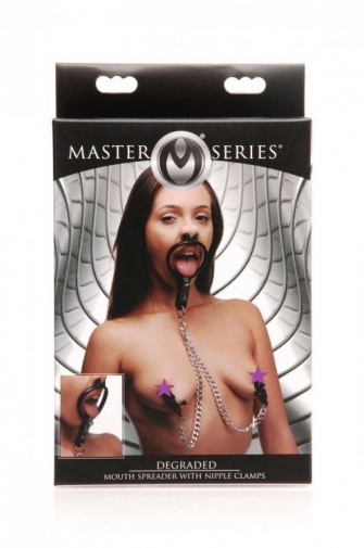 Master Series - 鼻孔塞带乳夹连开口器 - 黑色 照片