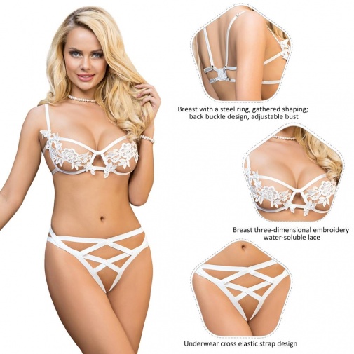 Ohyeah - Embroidery Underwire Set - White - M photo