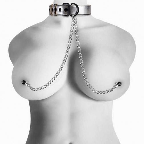 Lovetoy - Collar With Nipple Clamp - Silver photo