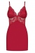 Obsessive - 810-CHE-3 連身裙和丁字褲 - 紅色 - S/M 照片-7