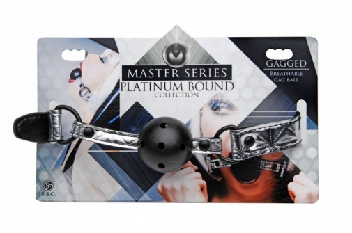 Master Series - Gagged Breathable Ball Gag - Silver photo