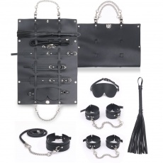 MT - Leather Bondage Set w Bag - Black photo