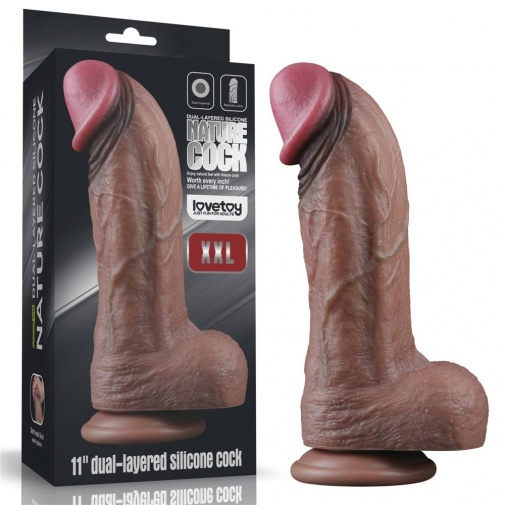 Lovetoy - 11" XXL Dual Layered Cock - Brown photo