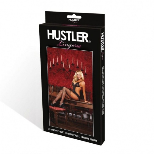 Hustler - 鑽石網褲襪 - 黑色 照片