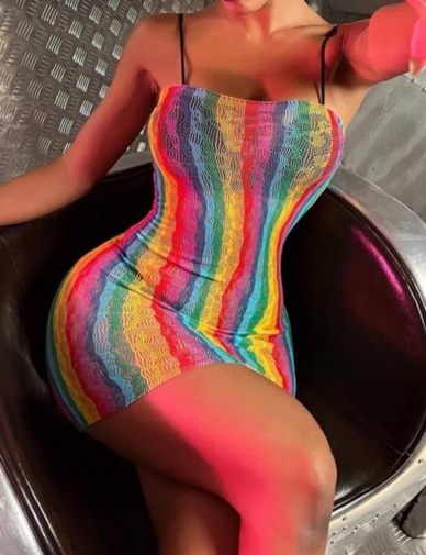 Ohyeah - Fishnet Dress - Rainbow - M photo