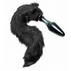 Tailz - Midnight Fox Glass Plug with Tail - Black photo