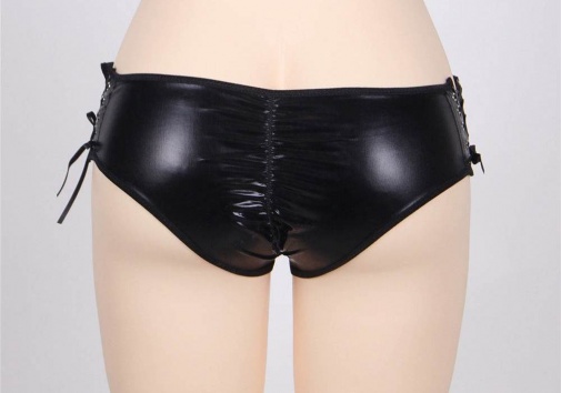 Ohyeah - Open Crotch Strappy Panties - Black - XL photo