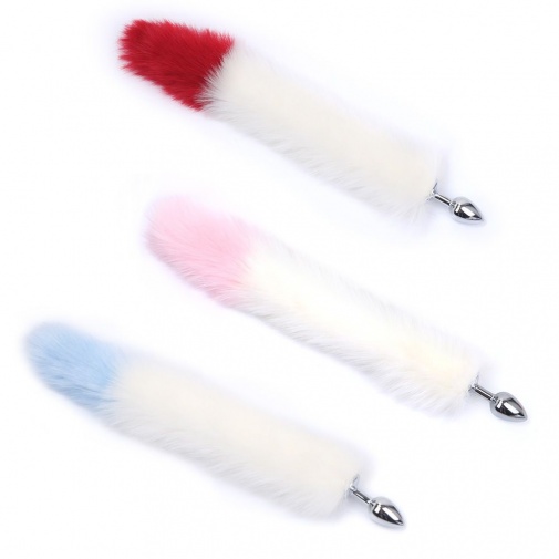 MT - Anal Plug S-size with Artificial wool tail - White/Baby Rose photo