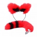 MT - 尾巴後庭塞 連狐狸耳朵, 頸圈 及 乳頭夾 - 紅色/黑色 照片-5