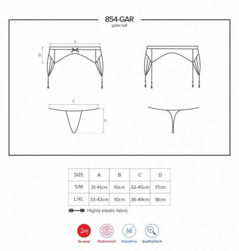 Obsessive - 854-GAR-1 Garter Belt & Thong - Black - L/XL photo