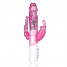 Hustler - Slim Double Penetration Rabbit with Vibrating Anal Beads - Pink photo