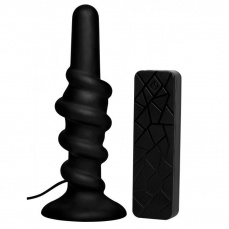 Prostatic Play - Coiled Swirl Vibrating Butt Plug Silicone w/Remote - Black photo