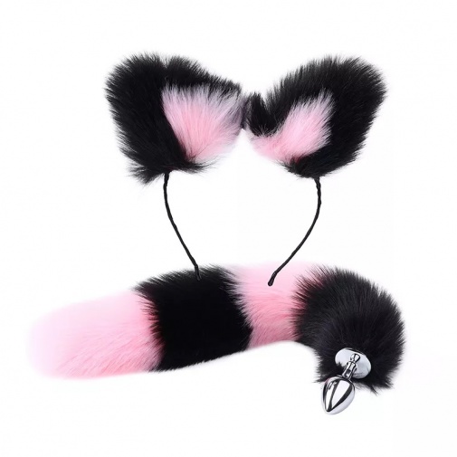 MT - Tail Plug w Ears, Collar & Clamps - Pink/Black photo