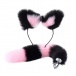 MT - 尾巴后庭塞 连狐狸耳朵, 颈圈 及 乳头夹 - 粉红色/黑色 照片-3