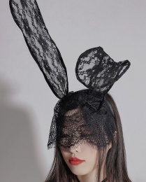 SB - 蕾絲兔耳朵 - 黑色 照片