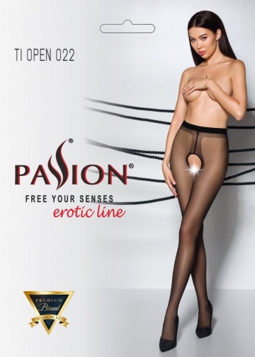Passion - Tiopen 022 Pantyhose - Black/Red - 3/4 photo