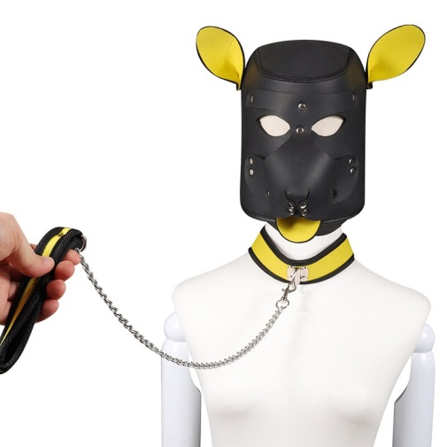 MT - Face Mask w Leash - Yellow/Black photo