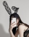 SB - 蕾絲兔耳朵 - 黑色 照片-4