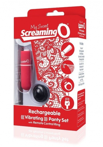 The Screaming O - 充電式遙控子彈連内褲 - 紅色 照片