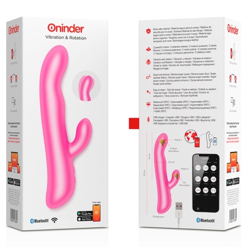 Oninder - 手機程式遙控旋轉兔子震動棒 - 粉紅色 照片