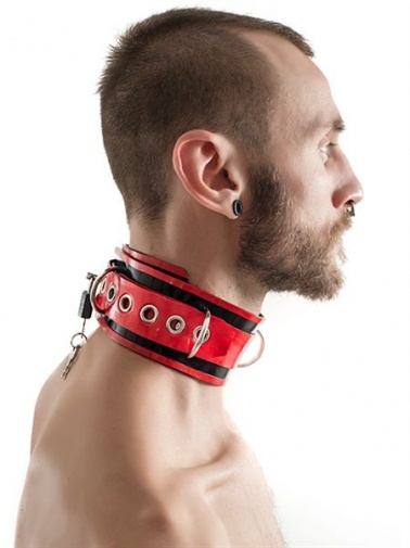 Mister B - Rubber Collar Lockable - Red/Black photo