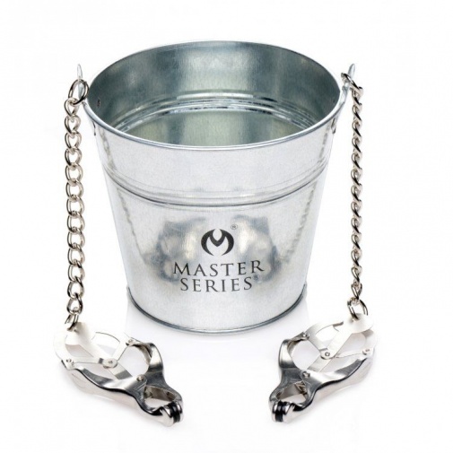 Master Series - Slave Bucket Labia & Nipple Clamps with Bucket - Silver photo