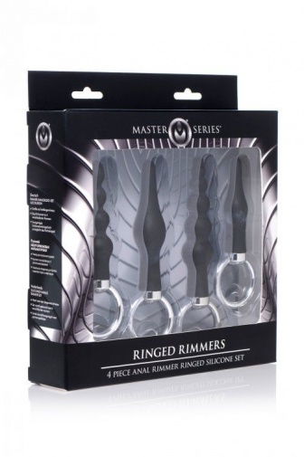 Master Series - 4pc Anal Ringed Rimmer Set - Black photo