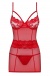 Obsessive - 829-CHE-3 Chemise & Thong - Red - S/M photo-7