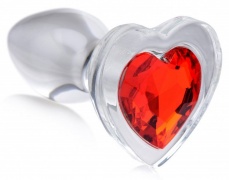Booty Sparks - Heart Gem Glass Anal Plug M-size - Red photo