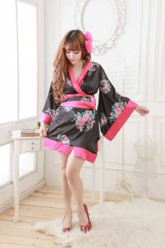 SB - Kimono S124 - Black/Pink photo