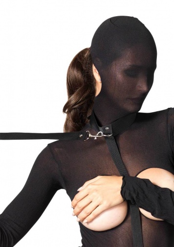 Leg Avenue - Bondage Harness with Ring and Detachable Leash - Black photo