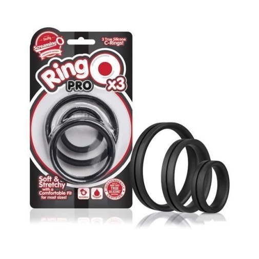 The Screaming O - RingO Pro 陰莖環 3個裝 - 黑色 照片