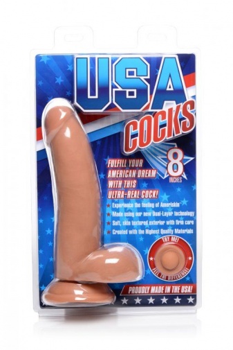 USA Cocks - 8″ 雙層像真質感假陽具 - 肉色 照片
