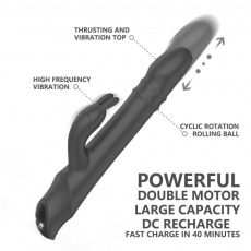 Drywell - Rotating & Thrusting Rabbit Vibrator - Black photo