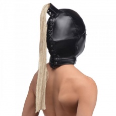 Strict - Blonde Ponytail Bondage Hood - Black 照片