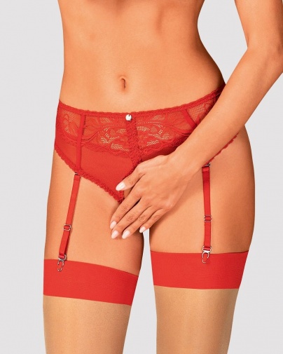Obsessive - Dagmarie 吊袜带内裤 - 红色 - 中码/大码 照片