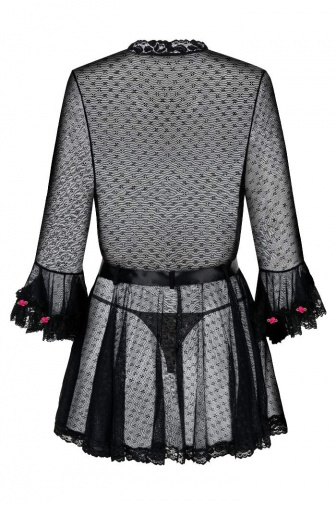 Obsessive - Piccorosa Robe & Thong - Black - L/XL photo