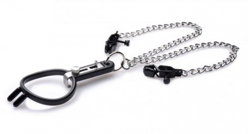Master Series - Mouth Spreader with Nipple Clamps - Black photo