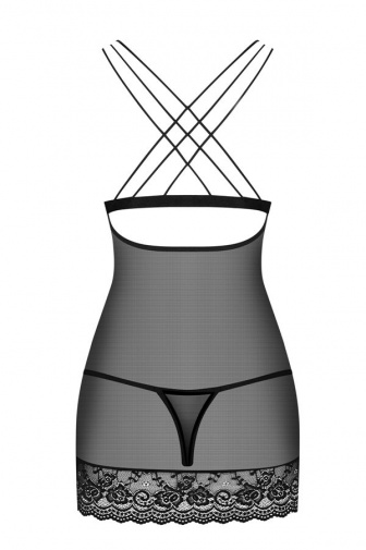 Obsessive - 854-CHE-1 衬裙和丁字裤 - 黑色 - L/XL 照片