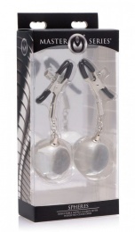 Master Series - Spheres Adjustable Nipple Clamps w Weighted Clear Orbs photo