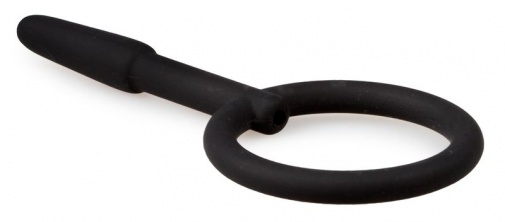 Sinner Gear - Hollow Silicone Penis Plug w Pull Ring - Black photo