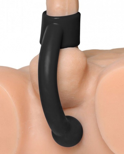 Prostatic Play - Excursion Silicone Shaft Ring + Anal Arm - Black photo