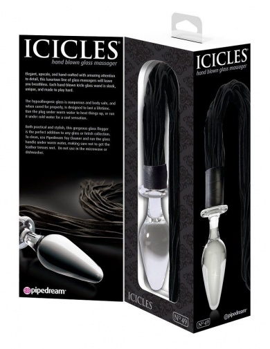 Icicles - 玻璃小马尾后庭按摩器49号 - 黑色 照片